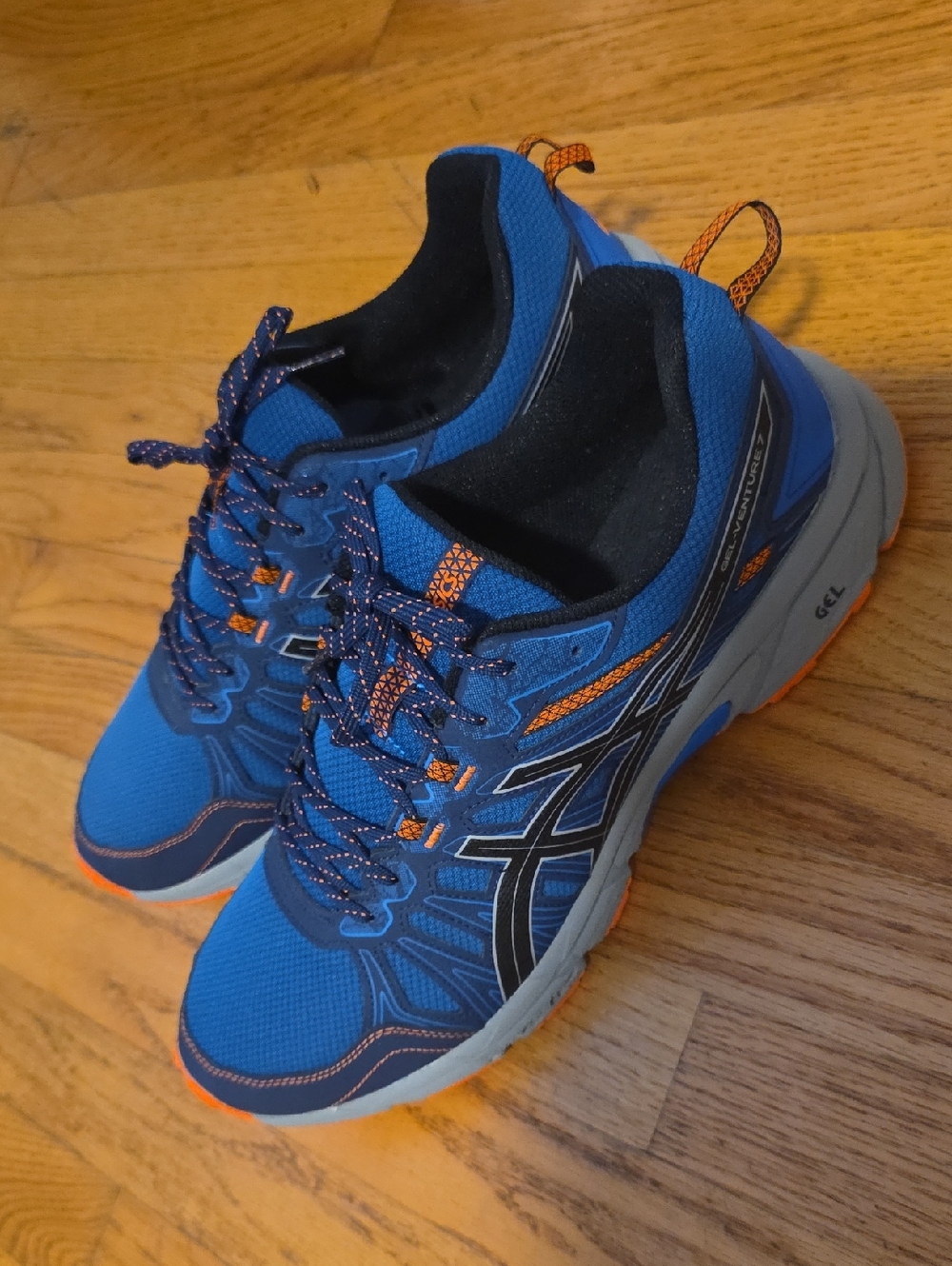 ASICS Blue and Orange Men's Athletic Running Shoes